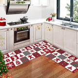 Garvee Weihnachts-Küchenmatte 2 Stück Rutschfeste Waschbare Läuferteppiche Für Küche Und Flur 40x60+40x120 cm Mehrfarbig