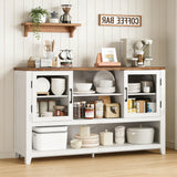 Garvee Sideboard, 134 cm, mit Stauraum, mit Kippschutz, MDF & Glas, Weiß - Weiß