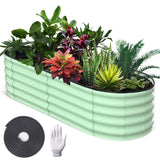GARVEE Rundes Metall Hochbeet 1er Set, 180 x 90 x 45 cm Pflanzbeet aus Verzinktem Stahl, Rostbeständiger Garten Pflanzkasten für Blumen, Gemüse & Kräuter, Grün - Grün