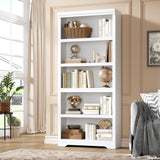 GARVEE Bücherregal, 5 Ebenen, 80 cm breit, MDF, verstellbare Ablagen, Weiß – für Wohnzimmer & Büro - Weiß