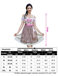 Garvee Damen Dirndlkleid Bayern Oktoberfest Set - 3-teilig Bluse Kurzarm Bayerisch Kleidung Blumen08, Größe 36