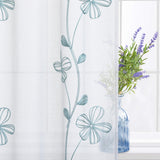 Garvee Gardinen Sheer Vorhänge Mit Stickerei Für Küche Und Wohnzimmer, 26"x36", Weiß Türkis, Polyester - weiß
