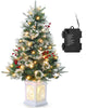 Garvee 90 cm Vorbeleuchteter Künstlicher Weihnachtsbaum Mit Schneeflocken, 78 LED-Lichtern, Roten Beeren Und Weißem Sockel Für Die Dekoration Zu Hause Und Im Büro