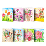 Garvee 5D Diamant Malen Grußkarten Set 8 Stück Handgefertigt Floral 30x15cm Bunt