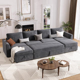 Garvee Modulares Ecksofa aus Chenille in Grau, 6-Sitzer mit Schlaffunktion, für Wohnzimmer