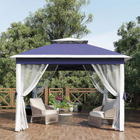 Garvee Pop Up Pavillon 335×335 cm, Mit Moskitonetz, Wasserdicht, UV-Schutz, Höhenverstellbar, Marineblau