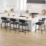 Garvee Barhocker 6er-Set, mit Rückenlehne, mit Fußstütze, gepolstert, Metallgestell, Schwarz Retro, Landhausstil - Schwarz