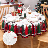 Garvee Runde Weihnachts-Tischdecke Mit Pinienmuster, Holzmaserung, 152,4 cm, Langlebig, Pflegeleicht, Festlich - Rot
