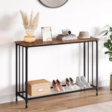 Garvee Konsolentisch Schmal 105 × 30 × 81 cm, Vintage Holzoptik, Metallrahmen, Für Wohnzimmer & Flur, Braun-Schwarz - Braun-Schwarz
