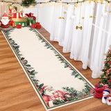 Garvee Weihnachtsteppich Läufer 80x150cm Kurzflor Waschbar Rutschfest Für Wohnzimmer Schlafzimmer Diele Weihnachtsdeko Rot Grün - Weihnachtsmann