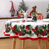Garvee Weihnachtlicher Runder Tischdecke 60 Zoll Mit Blattmuster Wasserdicht Polyester Hitzebeständig Für Esszimmer Und Wohnzimmer - Rot