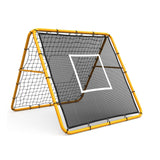 Garvee Fußball Rebounder Netz 120 x 120 cm, Verstellbar, Doppelseitig, Stahlrahmen, Wetterfest - Gelb