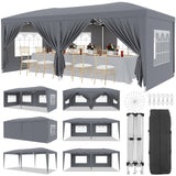 GARVEE Pop-Up Pavillon 3×6 m, Schwerlast Faltpavillon mit 6 Seitenwänden, Höhenverstellbar, Für Events, Garten & Outdoor, Grau - Grau
