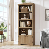 GARVEE Bücherregal mit Türen, 5 Ebenen, 60 cm breit, MDF, verstellbare Ablagen, Braun – für Wohnzimmer & Büro - Braun