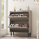 Garvee Schuhschrank Mit 2 Klappschubladen, Verstellbares Regal, MDF-Holz, Platzsparend, Stabil, Grau Für Flur & Wohnzimmer - Grau