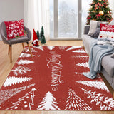 Garvee Waschbarer Weihnachtsteppich Schneeflocke und Baum Rot 120x170 cm Für Wohnzimmer Und Schlafzimmer