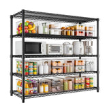 Garvee Metallregal 140 × 59, 140 × 60 × 195 cm, höhenverstellbar, Schwarz