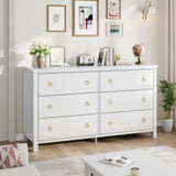 Garvee Kommode mit 6 Schubladen für Schlafzimmer, großer Stauraum, weißes MDF, Wohnzimmer und Flur, 47,2 Zoll B x 29 Zoll H - 
