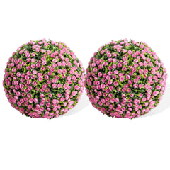 GARVEE Buchsbaumkugel 2er-Set 55cm Rosa Mit Blumen UV-beständig Für Hochzeit & Balkon