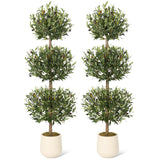 Garvee 5 ft Künstlicher Olivenbaum Dreifach-Kugel-Topiary UV-beständig Für Innen & Außen Grün - grün