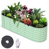 GARVEE Rundes Metall Hochbeet 1er Set, 240 x 60 x 30 cm Pflanzbeet aus Verzinktem Stahl, Rostbeständiger Garten Pflanzkasten für Blumen, Gemüse & Kräuter, Grün - Grün