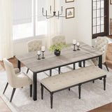 Garvee 78,7" Langer Esstisch Für 6-8 Personen Industrieller Stil Chamfer Design MDF & Metall 10cm Breiter Braun - schwarz