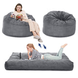 Garvee Sitzsackbett aus Cord in Hellgrau, Queen-Size, 2-in-1, für Wohnzimmer und Schlafzimmer - Hellgrau
