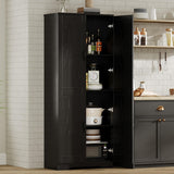 Garvee Hoher Vorratsschrank 60" Mit 2 Türen, Verstellbaren Regalen, P2-Holz, Metallgriffe, Schwarz Für Küche & Bad, Freistehend, 23.6"W x 11.9"D x 60"H - schwarz