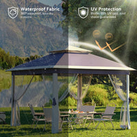 Garvee Pop Up Pavillon 335×335 cm, Mit Moskitonetz, Wasserdicht, UV-Schutz, Höhenverstellbar, Marineblau