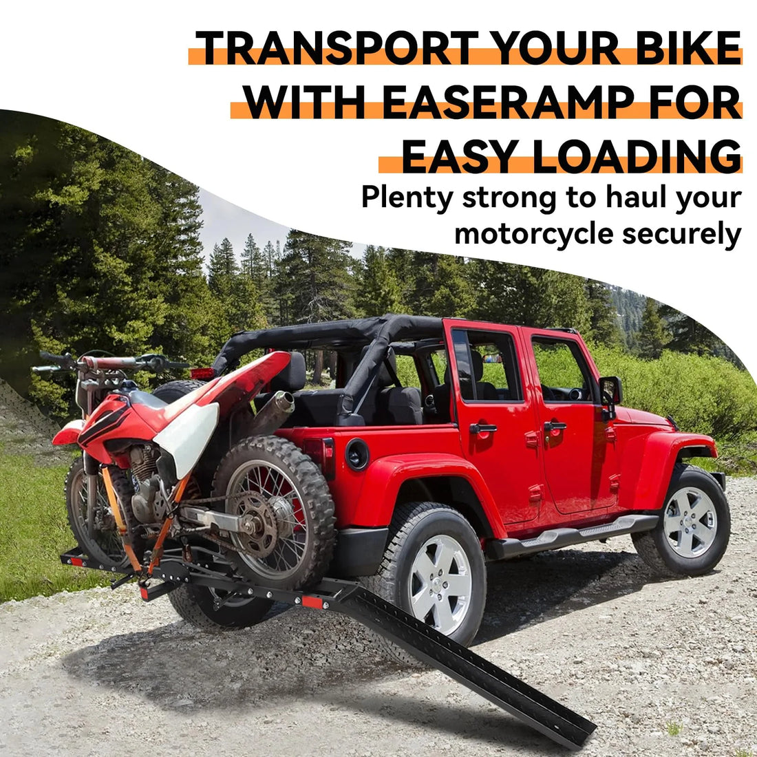 Garvee Motorradträger mit Auffahrrampe, 227 kg Tragkraft, Schwerlast Stahl Heckträger für 5 cm Anhängerkupplung, für Motorrad, Dirt Bike und Fahrrad