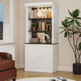 GARVEE Bücherregal, 5 Ebenen, Holz, LED-Beleuchtung, Weiß/Grau – für Wohnzimmer & Schlafzimmer