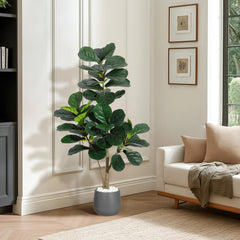 Garvee 120cm Künstlicher Fiddle Leaf Fig Baum mit Weißem Topf – Realistische Zimmerpflanze für Wohnzimmer & Schlafzimmer