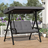 GARVEE 2-in-1 Hollywoodschaukel 2-Sitzer mit Verstellbarem Sonnendach, Gartenschaukel für Terrasse & Garten, Schaukelbank mit Stahlrahmen, Grau - Grau