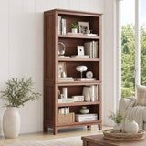 Garvee Bücherregal, 81 cm, LED, verstellbare Einlegeböden, Kippschutz, Braun - Braun