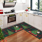Garvee Weihnachtsbäume Schneeflocke Küchenmatten 2er-Set Rutschfest Winterdekor 40x60+40x120cm Grün