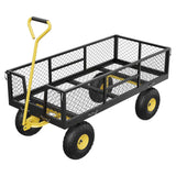Garvee Gartenwagen 408 kg, Abnehmbare Mesh Seiten, 25 cm Luftreifen, Stahlrahmen, Schwarz-Gelb - Schwarz-Gelb