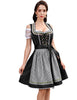Garvee Damen Midi Dirndl 3tlg Trachtenkleid Mit Weiße Spitzenbluse Und Schürze Für Oktoberfest Navy Blau 34