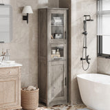 Garvee Schmaler Badezimmerschrank Mit Glas Türen, Verstellbaren Regalen, MDF, Freistehend, Grau, Für Kleine Räume 67" H - grau
