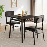 Garvee Esstisch Set Für 2 Mit Stauraum, Metallrahmen, Gepolsterte Stühle, MDF-Holzplatte, Schwarz, Platzsparend Für Kleine Wohnungen - schwarz
