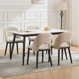 Garvee Esszimmerstühle 4er-Set, moderne Polsterstühle mit Stoff, ergonomischer Rückenlehne & Holzbeinen, Beige, gepolstert - Beige