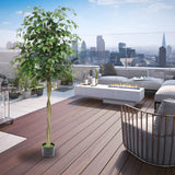Garvee 7FT Künstlicher Ficus Baum Mit Realistischem Stamm Und Blättern, Zementfundament, Für Innen- Und Außenbereich, Grün - Green