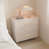 GARVEE Weiße Kommode mit 3 Schubladen, Goldenen Metallgriffen & Beinen, Schmaler Holz-Schrank im Modernen Design für Schlafzimmer & Flur