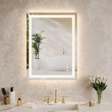 Garvee Badezimmerspiegel Mit Licht 50x70 cm, Beschlagfrei, 3 Lichtfarben, Dimmbar, Led Badspiegel Mit Touch Schalter - Wie gezeigt