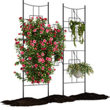 Garvee 2er-Set Metall Garten Spalier Für Kletterpflanzen, 75"x20", Rostfrei, Pulverbeschichtet, 4 Paneele, Terrasse & Garten, Schwarz - schwarz