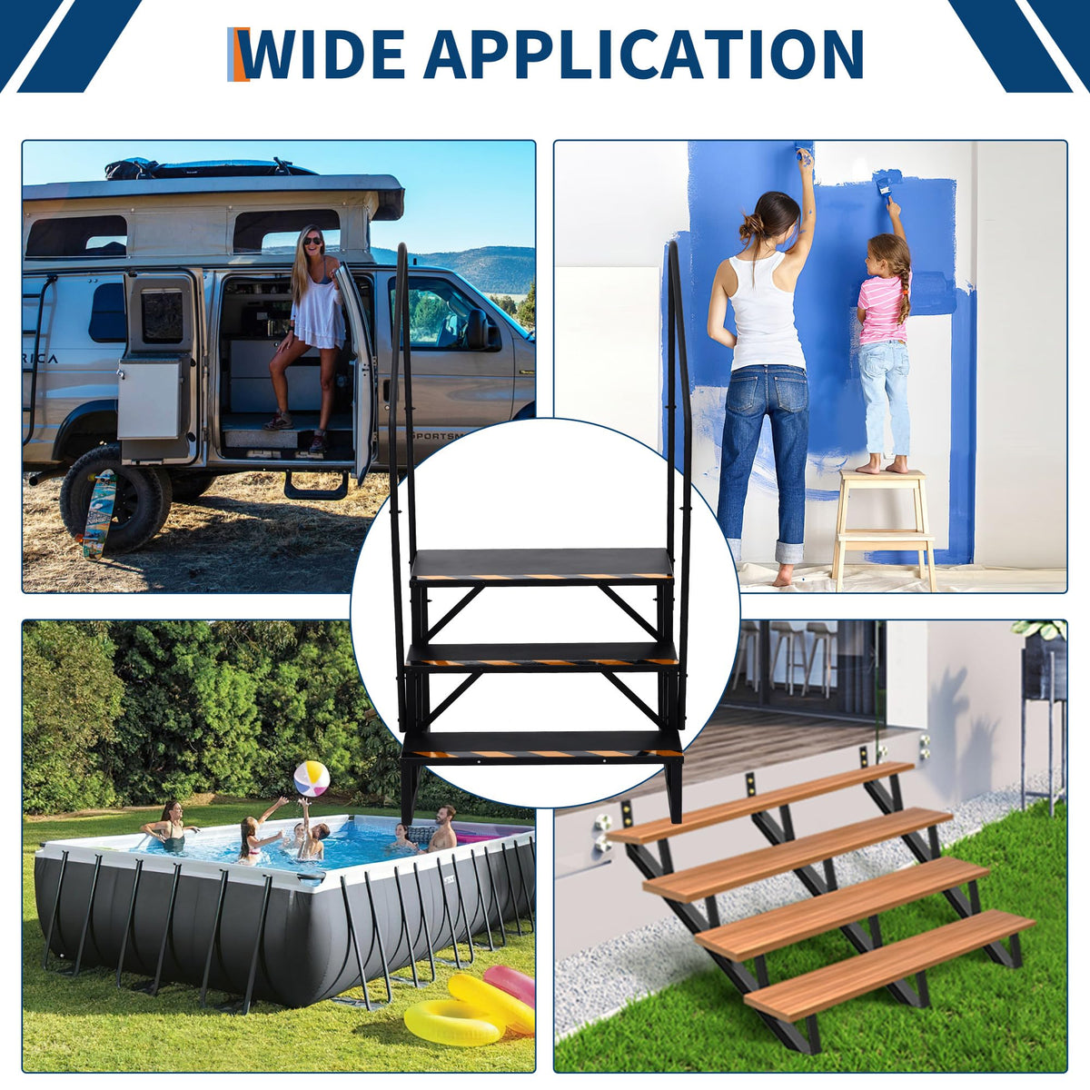 Portable Metalltreppe Schwarz