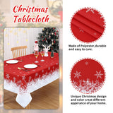 Garvee Weihnachtstischdecke 137 × 229 cm, rechteckig, wasserabweisend aus Polyester, Schneeflocken für Weihnachtsdeko, Rot, pflegeleicht - Rot