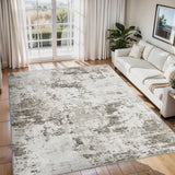GARVEE Moderner Kurzflor-Teppich 240 x 340 cm, Waschbar, Abstraktes Muster, Rutschfeste Unterseite, Wohnteppich für Wohnzimmer, Schlafzimmer, Flur und Küche, Beige-Braun - Beige-Braun