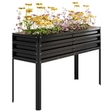 Garvee Galvanisiertes Hochbeet Mit Beinen, Selbstbewässernd, 127x45x81 cm, Grau, Für Garten, Balkon & Terrasse - 