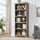 GARVEE Bücherregal, 5 Ebenen, 59,9 cm breit, MDF, verstellbare Ablagen, Grau – für Wohnzimmer & Büro - Grau
