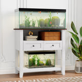 Garvee Aquariumständer für Aquarien bis 110 L, 80 × 40 × 78 cm, 2 Ebenen mit je 299 kg Tragkraft, Schrank, offenen Ablagen, 2 Steckdosen, 2 USB und Kippschutz - Weiß
